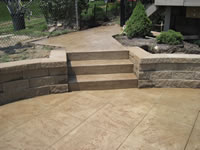 Retaining Wall, Steps, Stamped Concrete Pool Deck